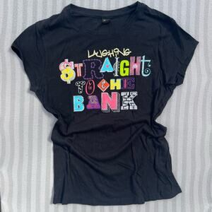 G Unit Embellished Laughing Bank Womens Size Large Gaphic T-Shirt